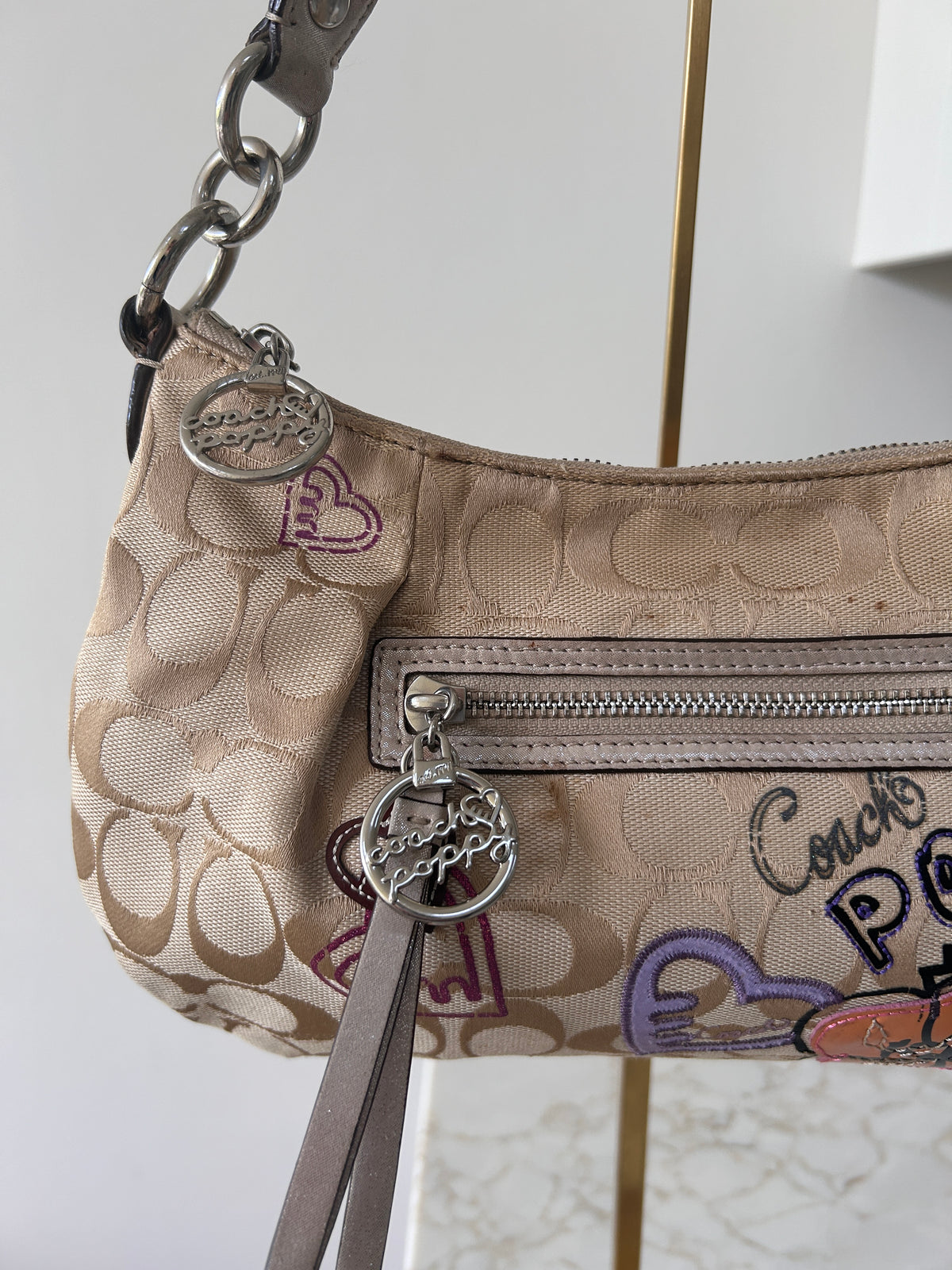 Vintage Coach Poppy graffiti shoulder bag