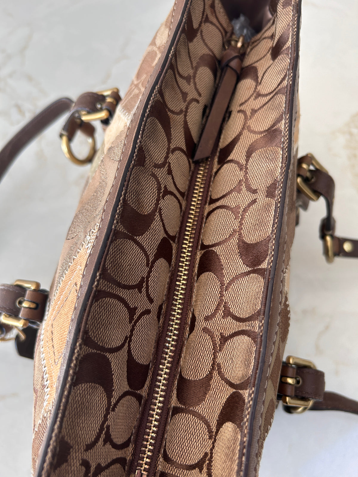 Vintage Coach patchwork tote shoulder bag