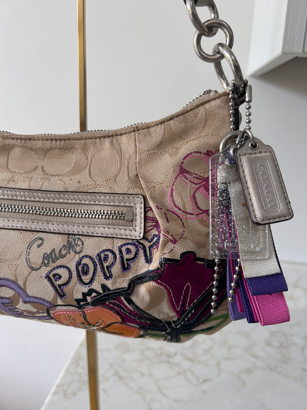 Vintage Coach Poppy graffiti shoulder bag