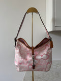 Vintage Coach pink clip optic monogram shoulder bag