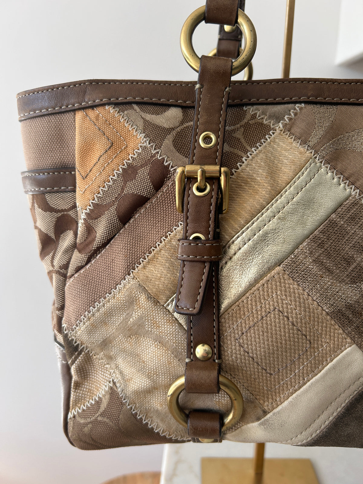 Vintage Coach patchwork tote shoulder bag