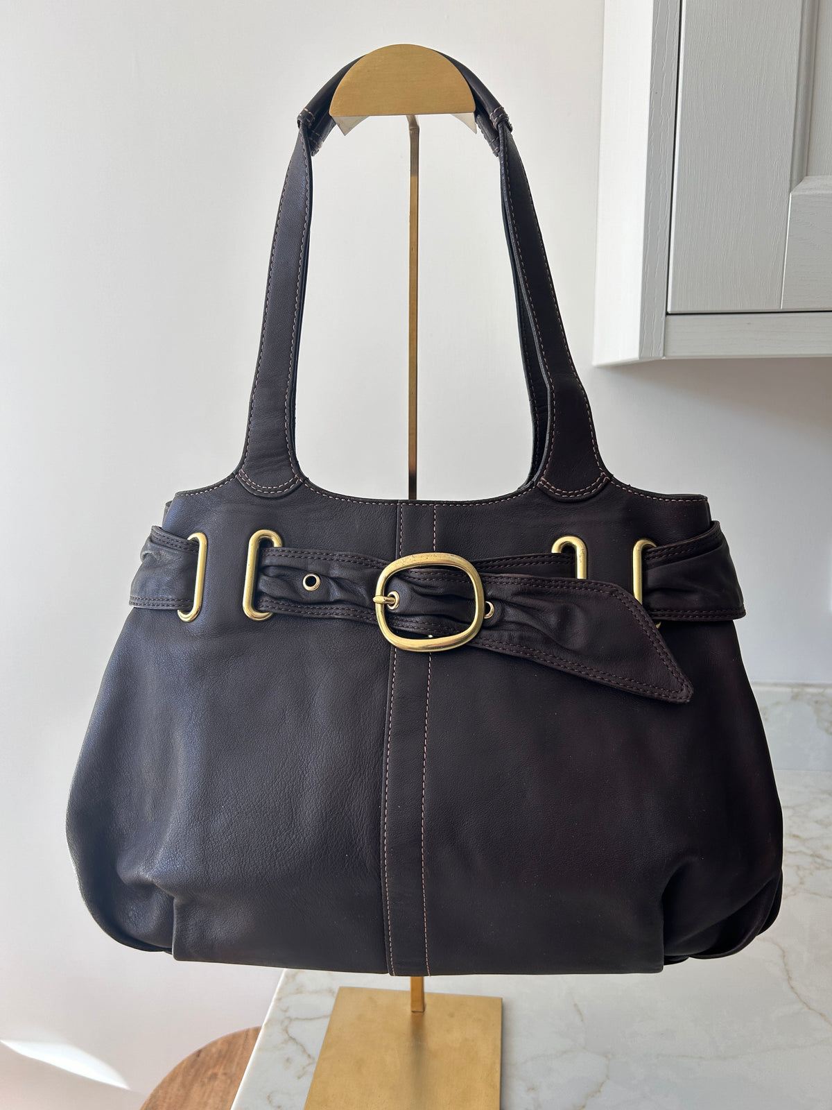 Vintage Coach brown leather Bleecker shoulder bag