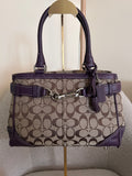 Vintage Coach Hampton signature monogram and purple shoulder bag