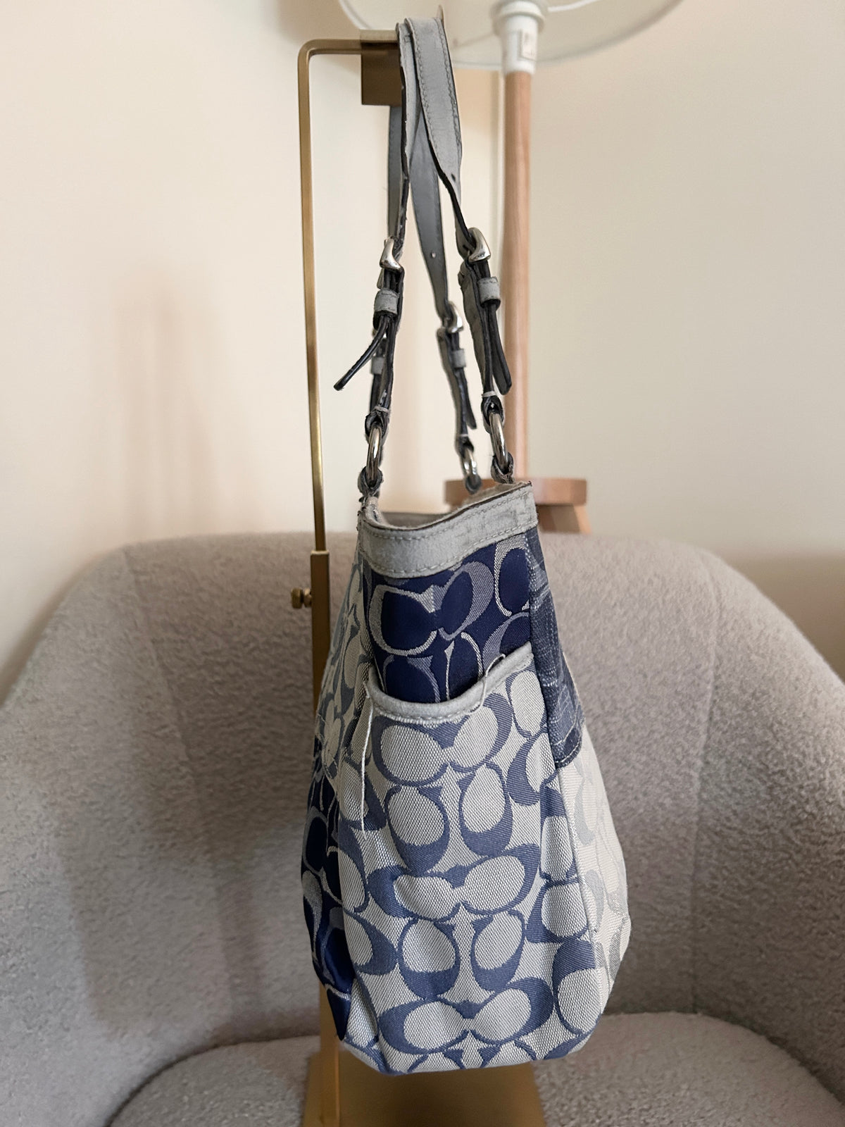Vintage Coach denim patchwork tote shoulder bag
