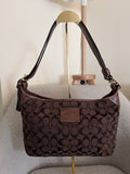 Vintage Coach chocolate brown monogram shoulder bag
