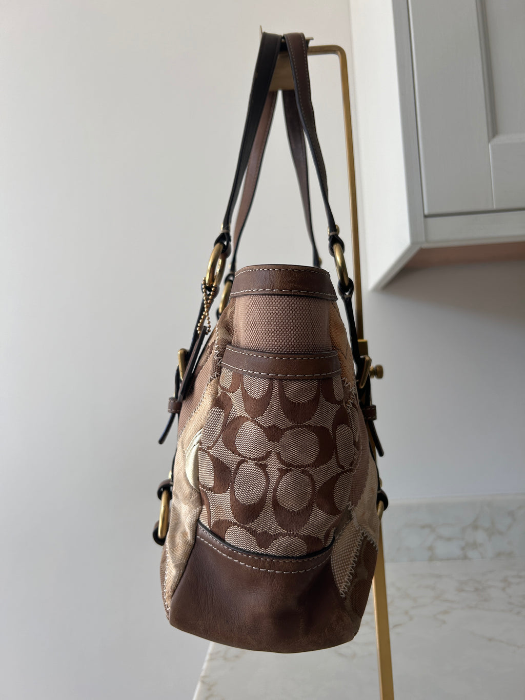 Vintage Coach patchwork tote shoulder bag