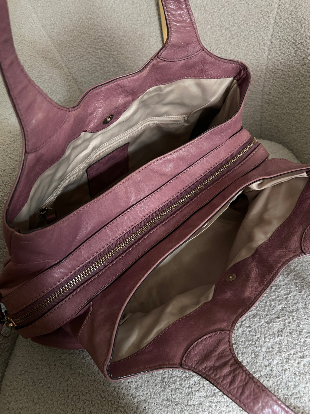 Vintage Coach purple leather tote shoulder bag