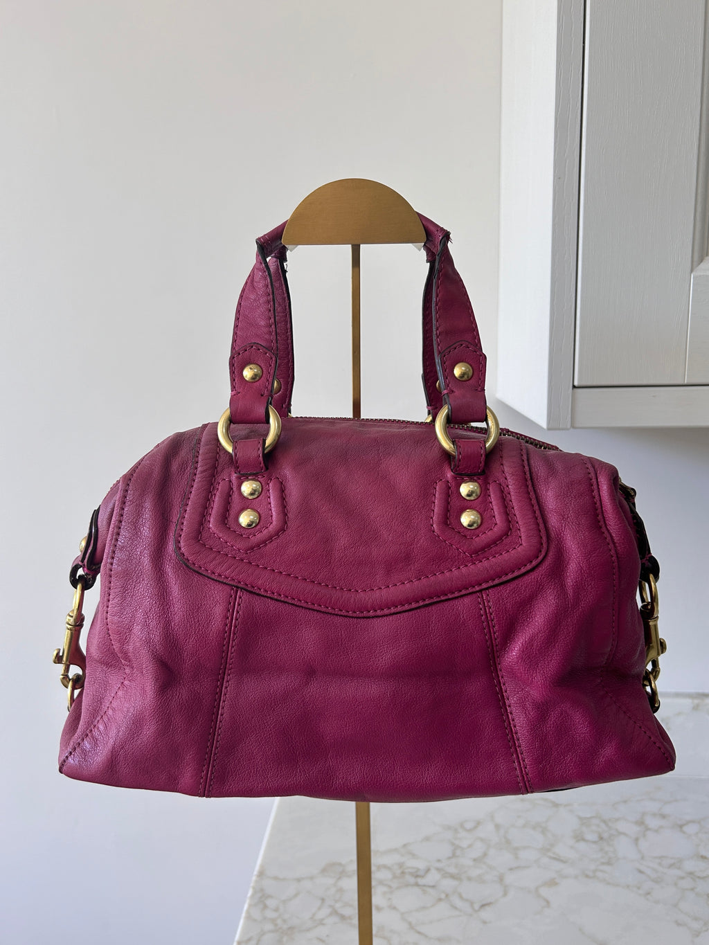 Vintage Coach pink leather shoulder bag