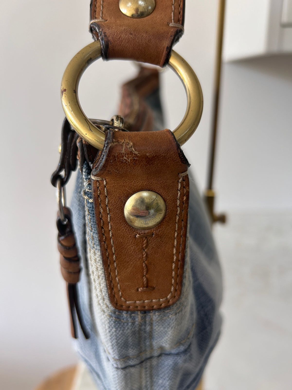 Vintage Coach rare denim hobo shoulder bag