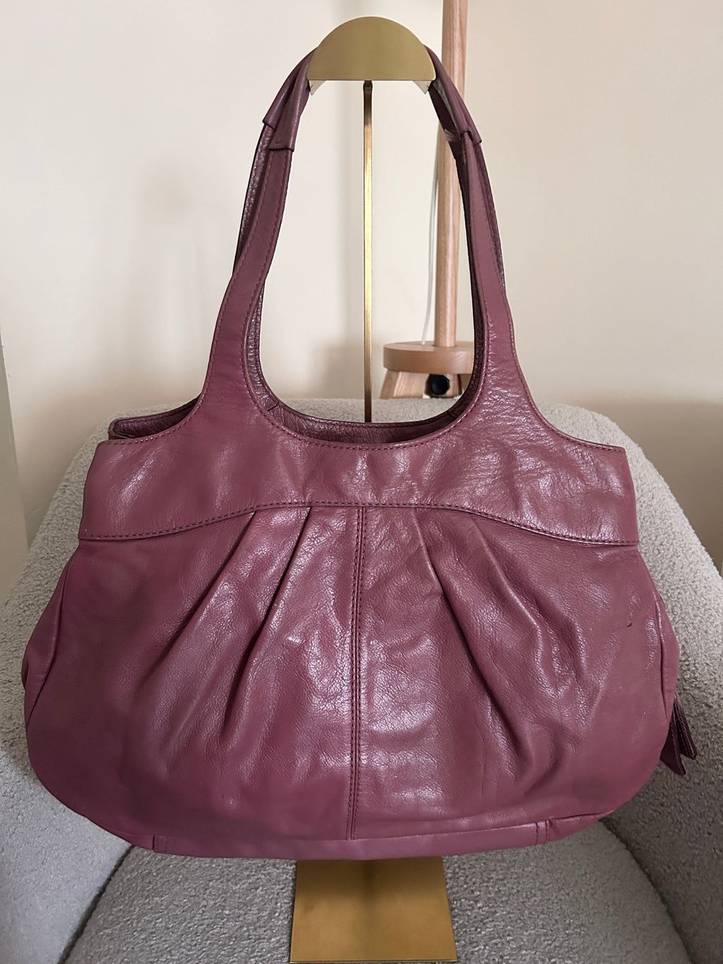 Vintage Coach purple leather tote shoulder bag