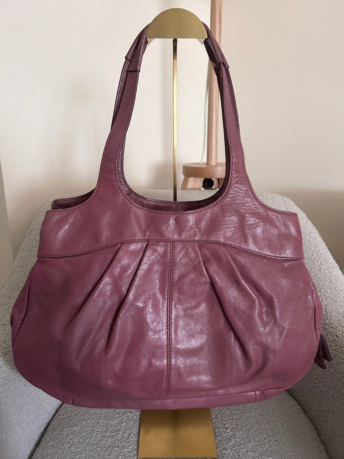 Vintage Coach purple leather tote shoulder bag