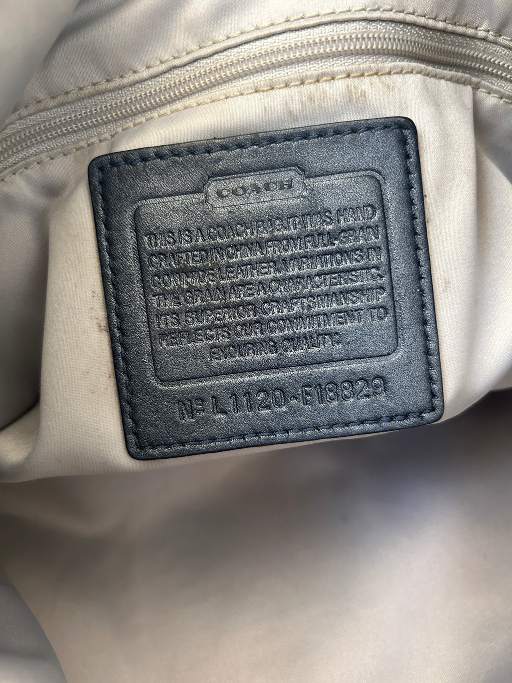 Vintage Coach blue metallic leather tote shoulder bag