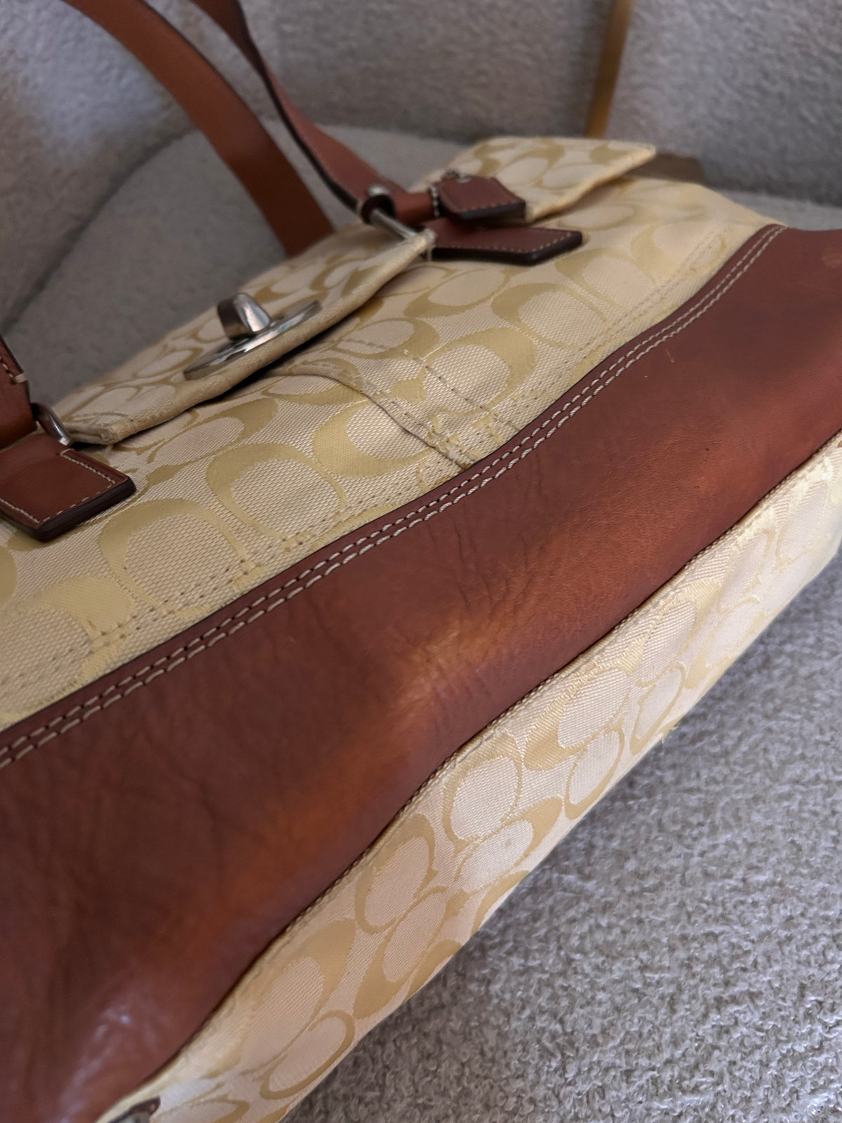 Vintage Coach yellow monogram shoulder bag