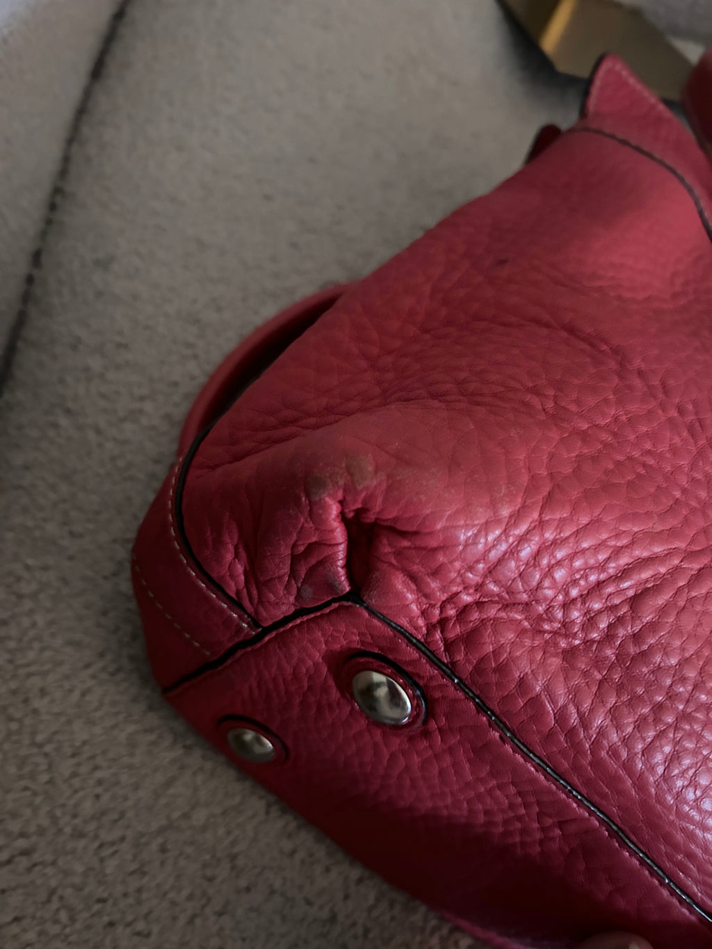 Vintage Coach red leather shoulder bag