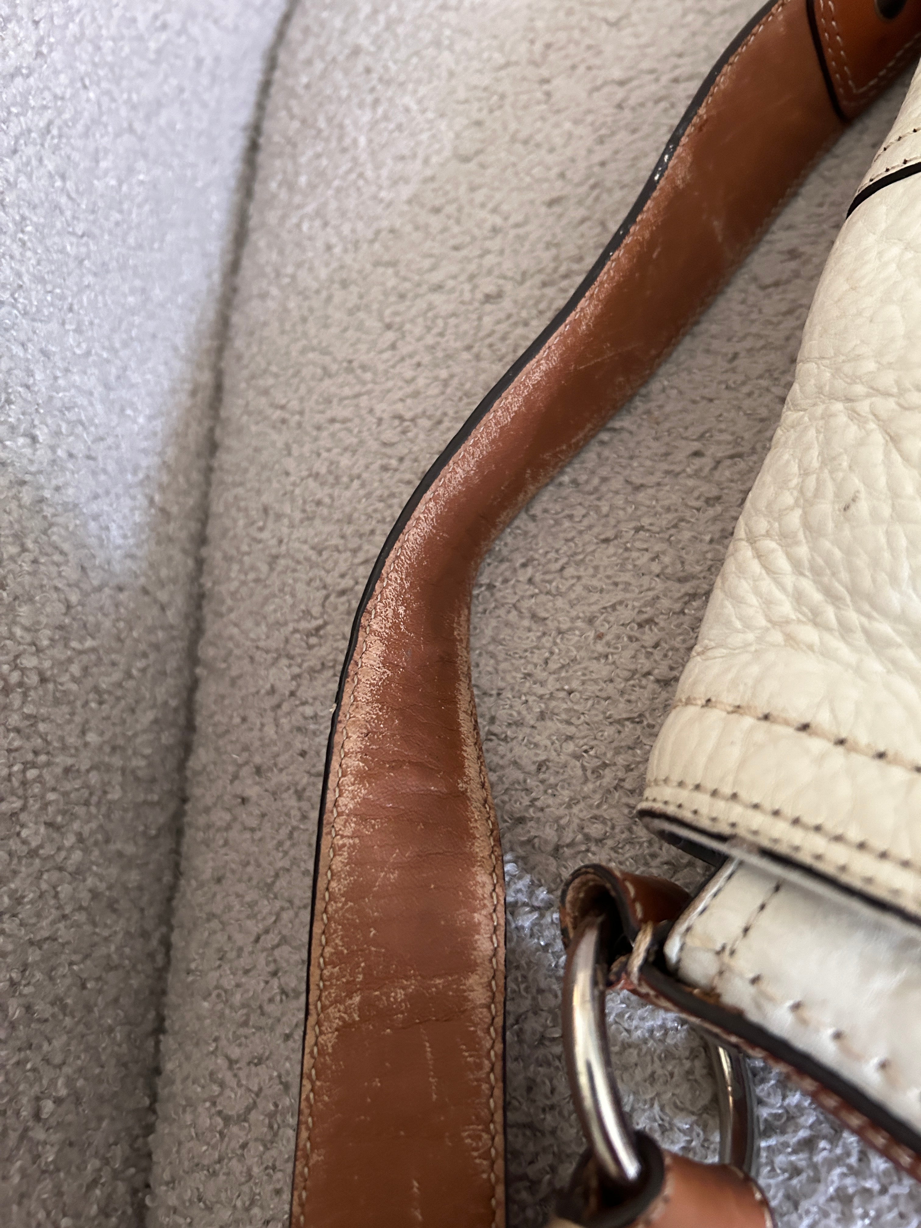 Vintage Coach white and brown leather shoulder bag