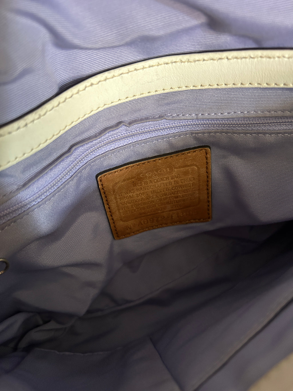 Vintage Coach white and brown leather shoulder bag