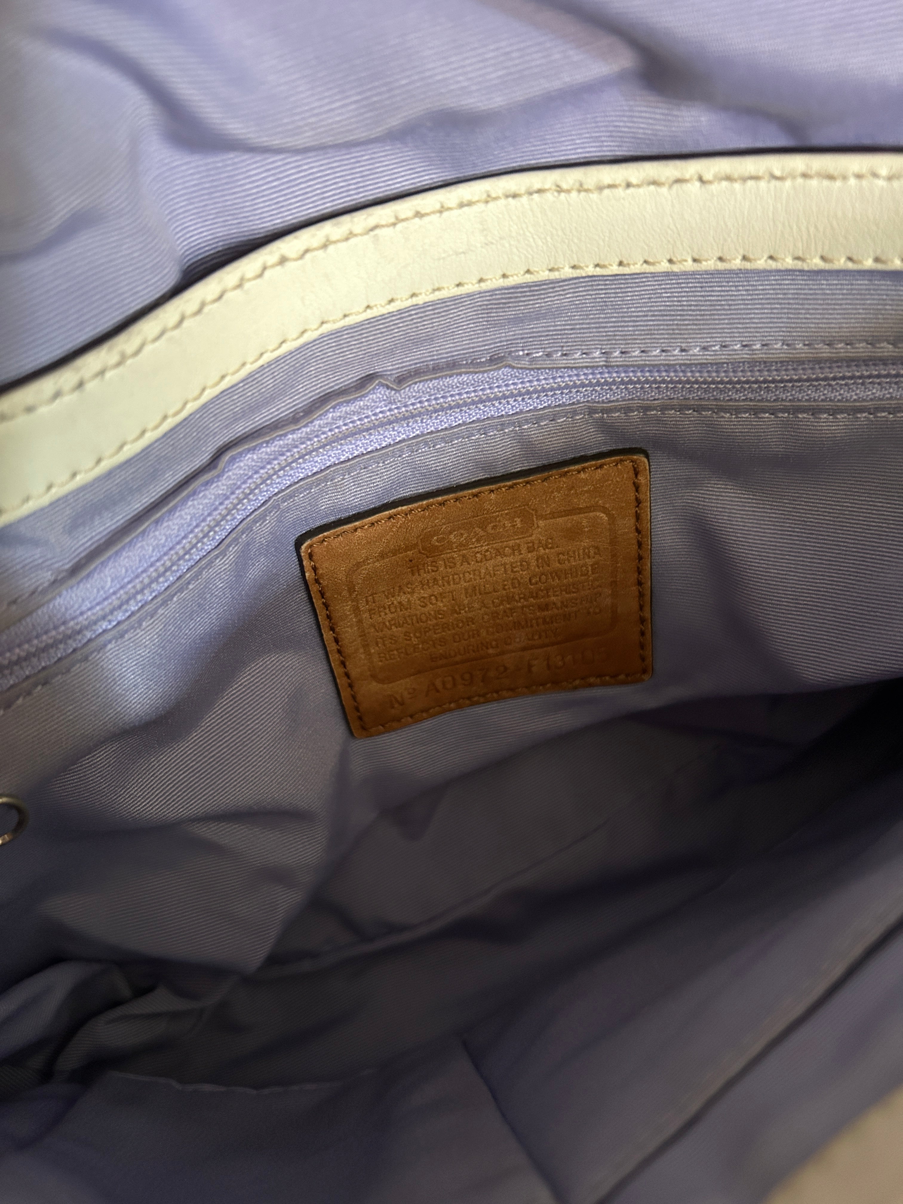 Vintage Coach white and brown leather shoulder bag