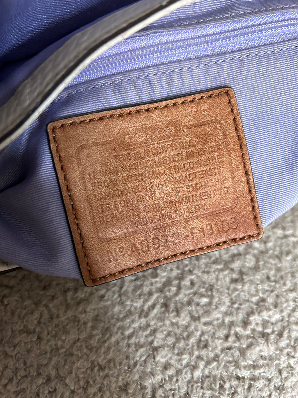 Vintage Coach white and brown leather shoulder bag
