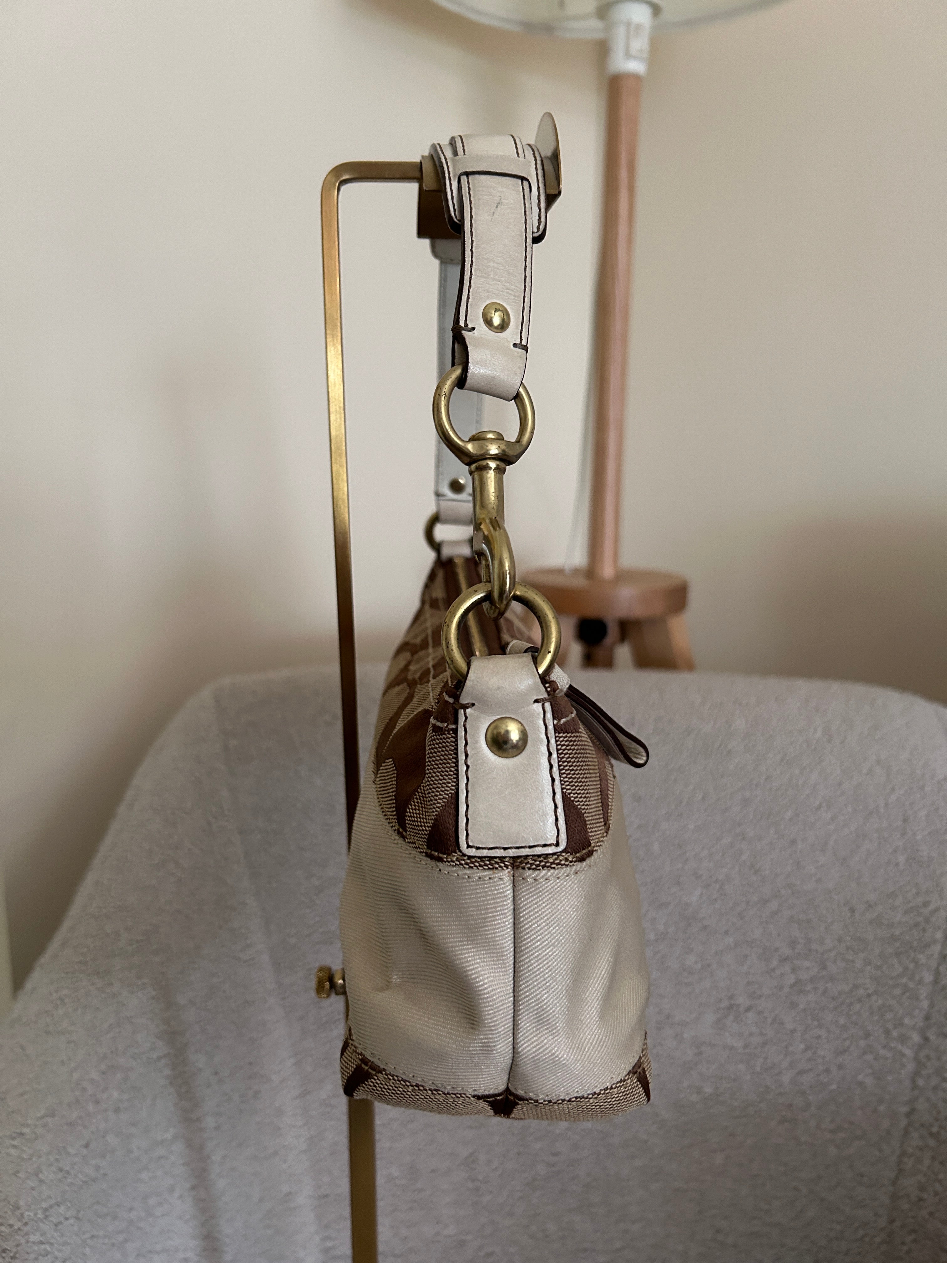 Vintage Coach white stripe mini shoulder bag