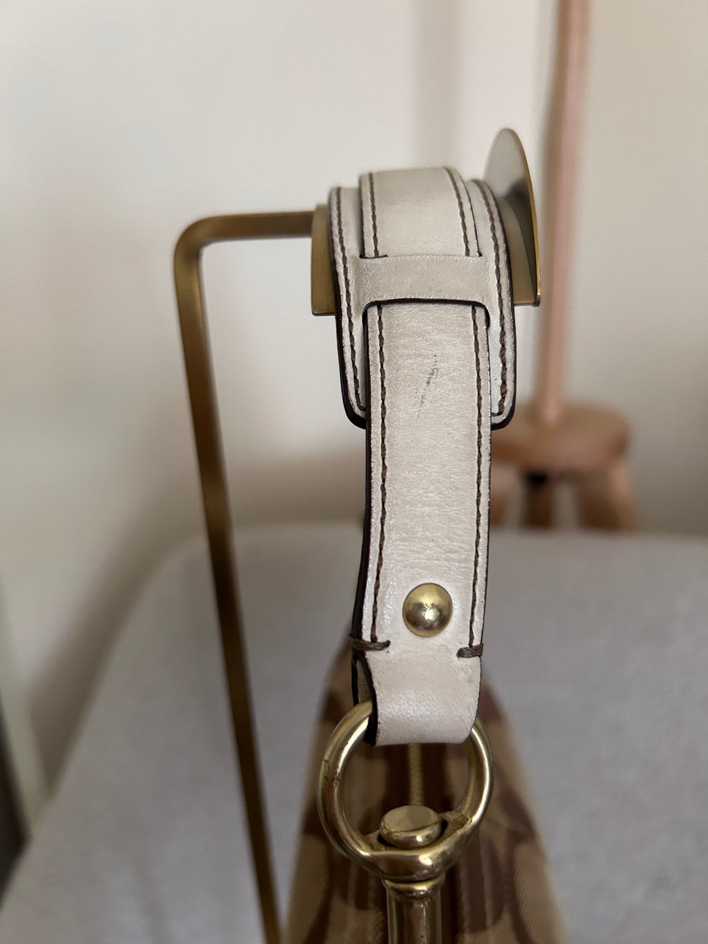 Vintage Coach white stripe mini shoulder bag