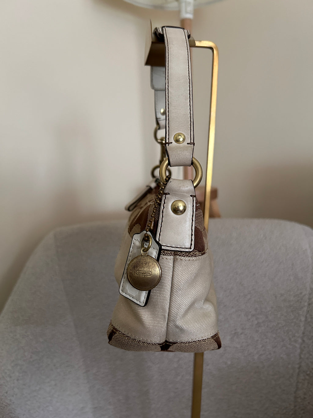 Vintage Coach white stripe mini shoulder bag
