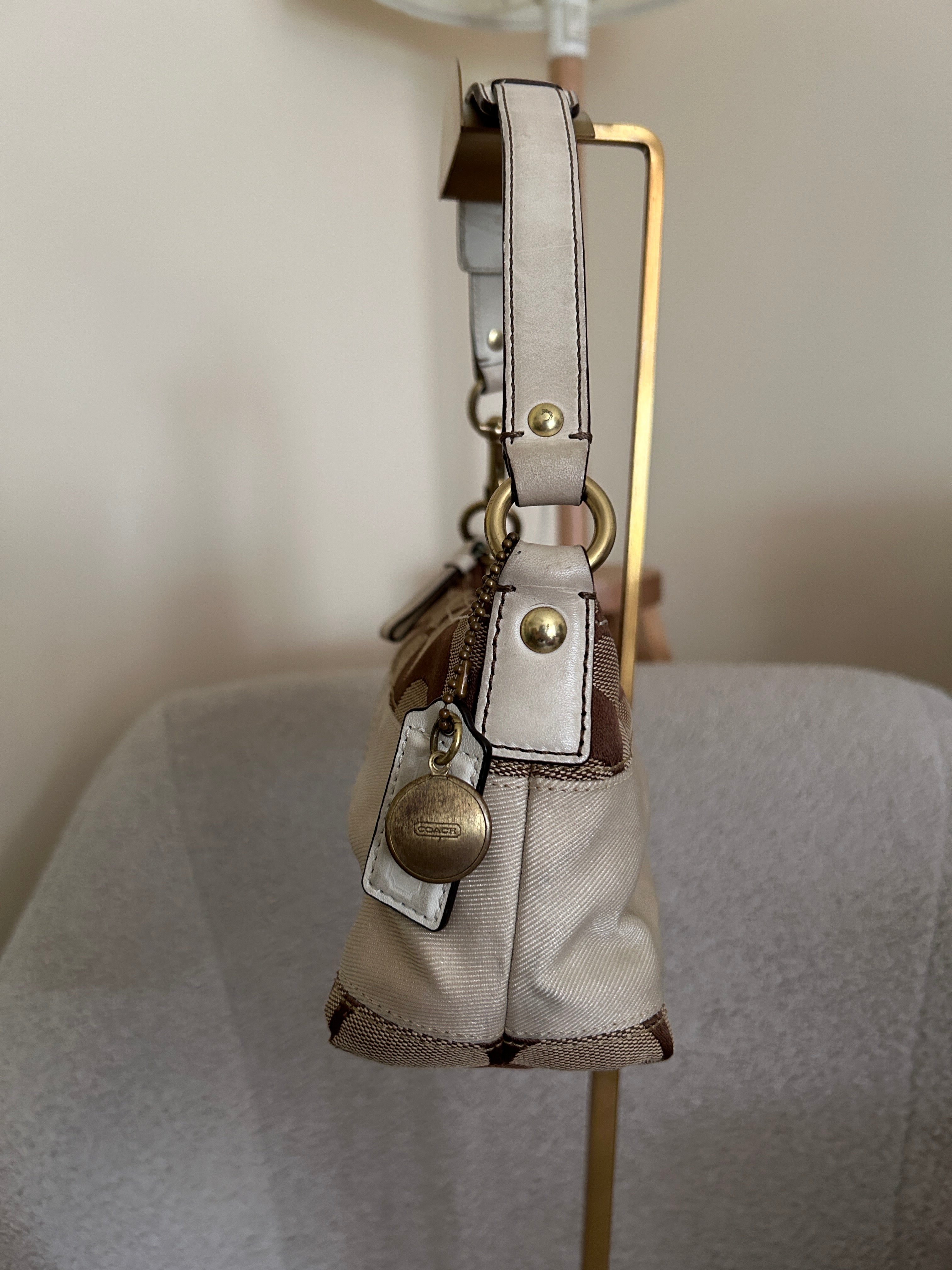 Vintage Coach white stripe mini shoulder bag