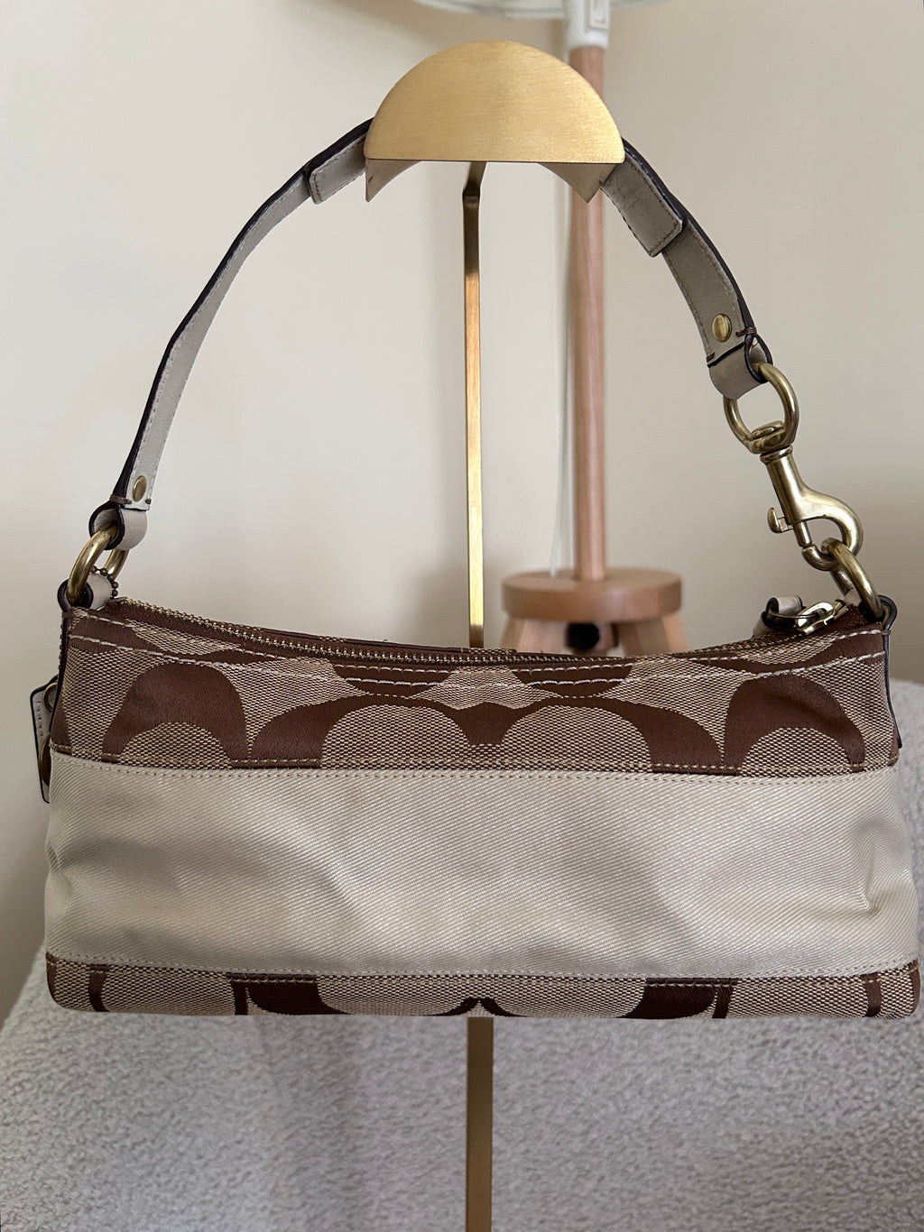 Vintage Coach white stripe mini shoulder bag