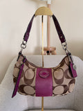 Vintage Coach brown monogram and purple shoulder bag