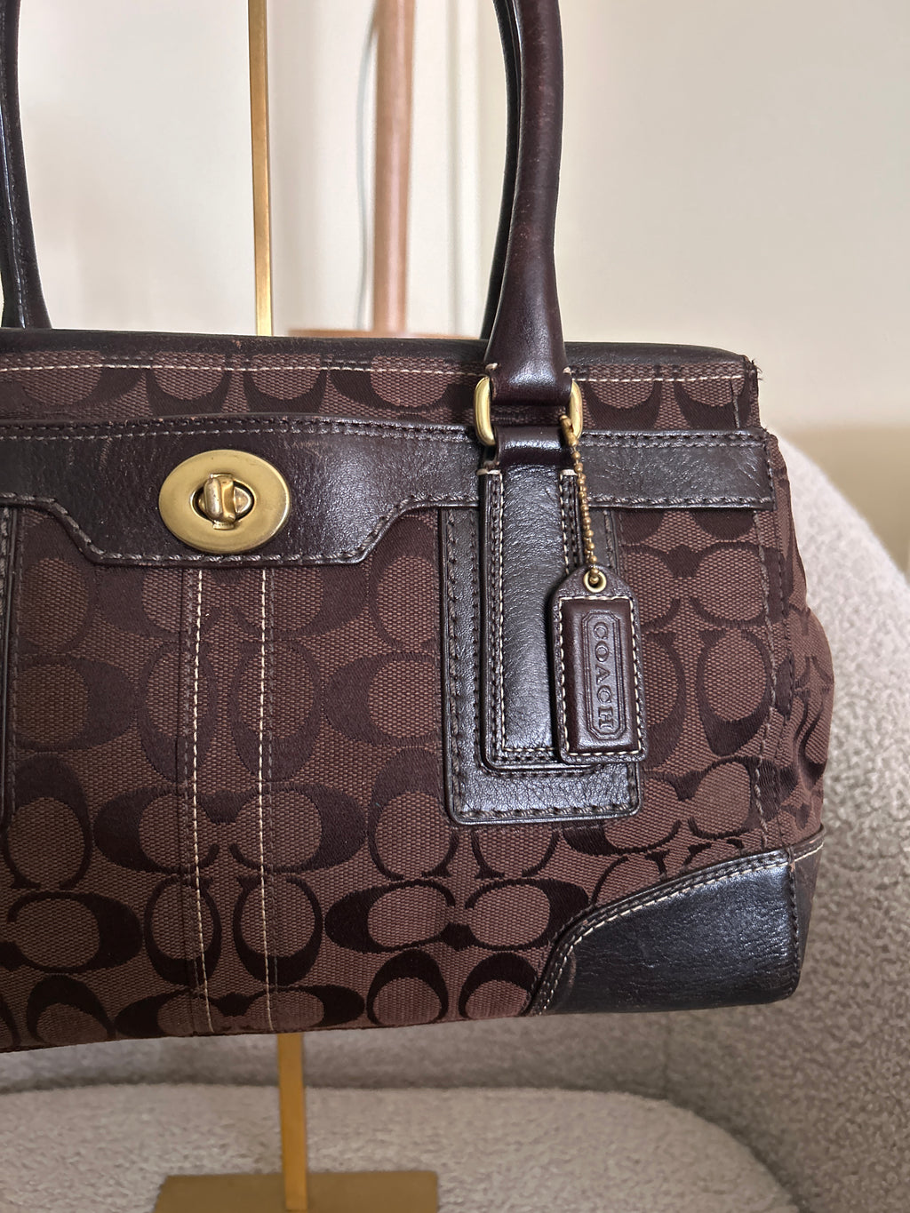 Vintage Coach chocolate brown Hamptons shoulder bag