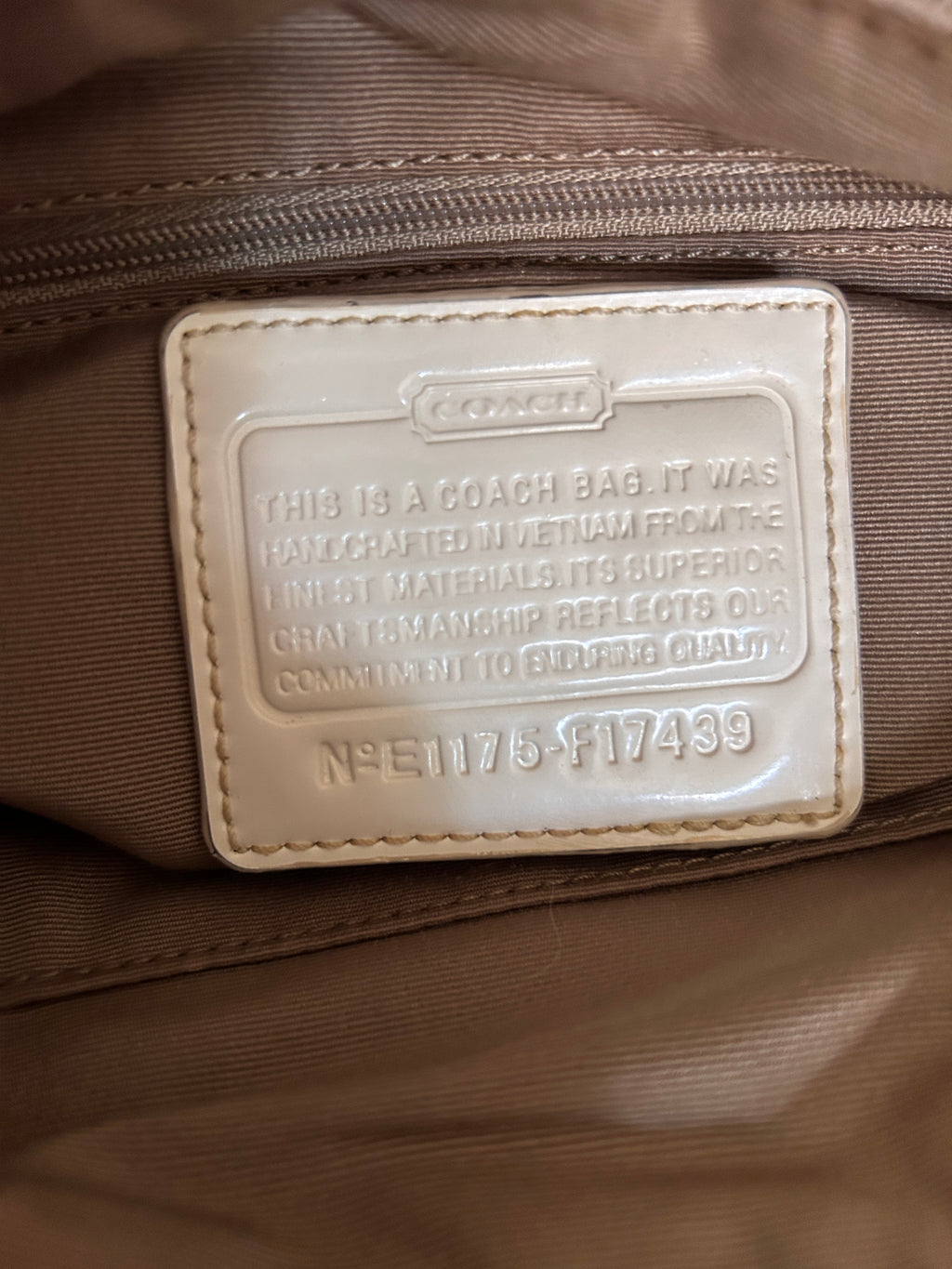 Vintage Coach white stripe monogram shoulder bag