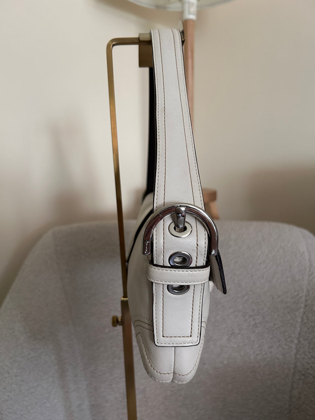 Vintage Coach white leather Soho shoulder bag
