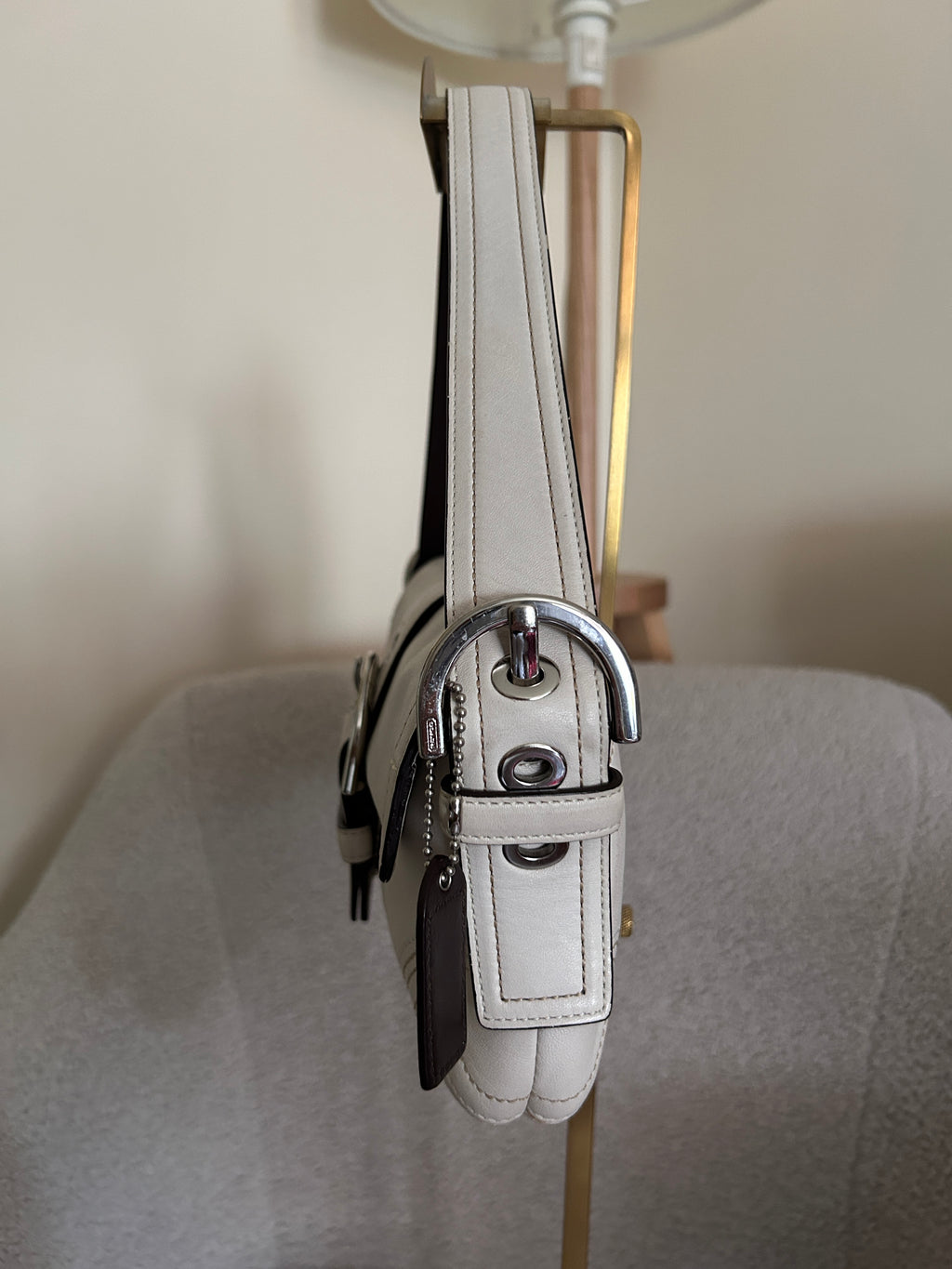 Vintage Coach white leather Soho shoulder bag