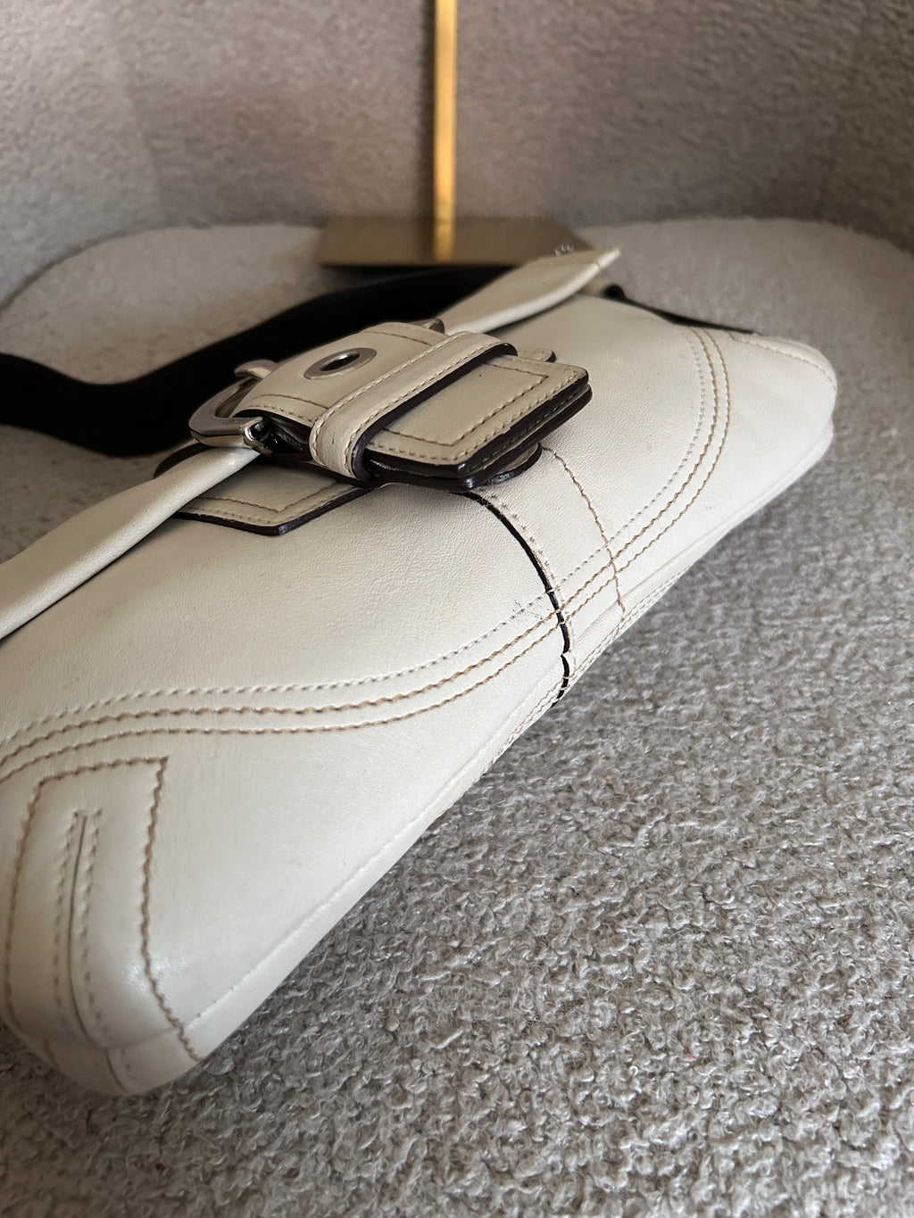 Vintage Coach white leather Soho shoulder bag