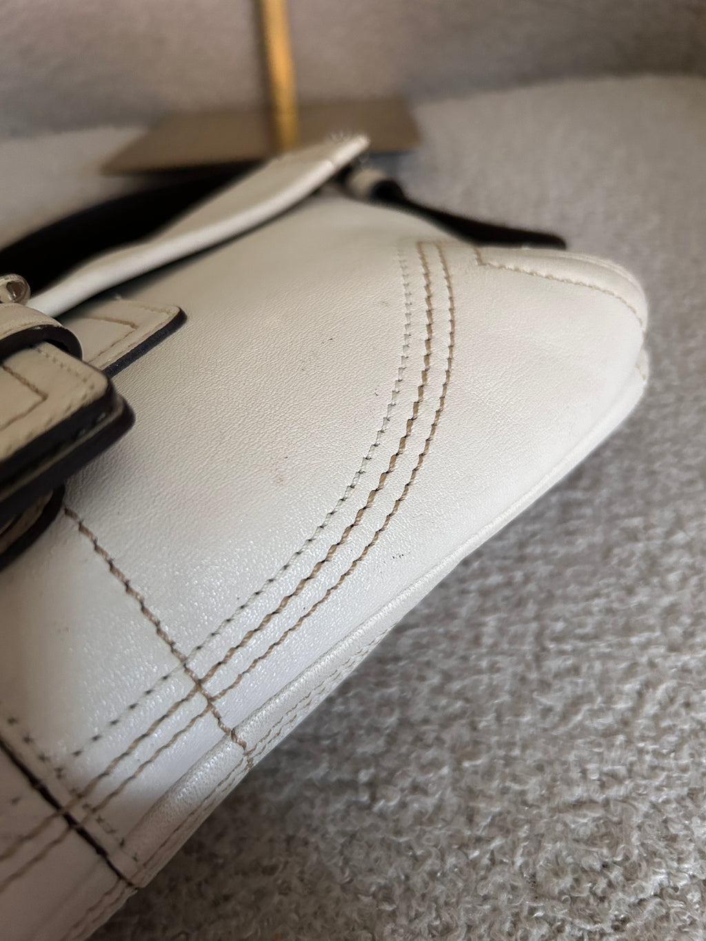 Vintage Coach white leather Soho shoulder bag