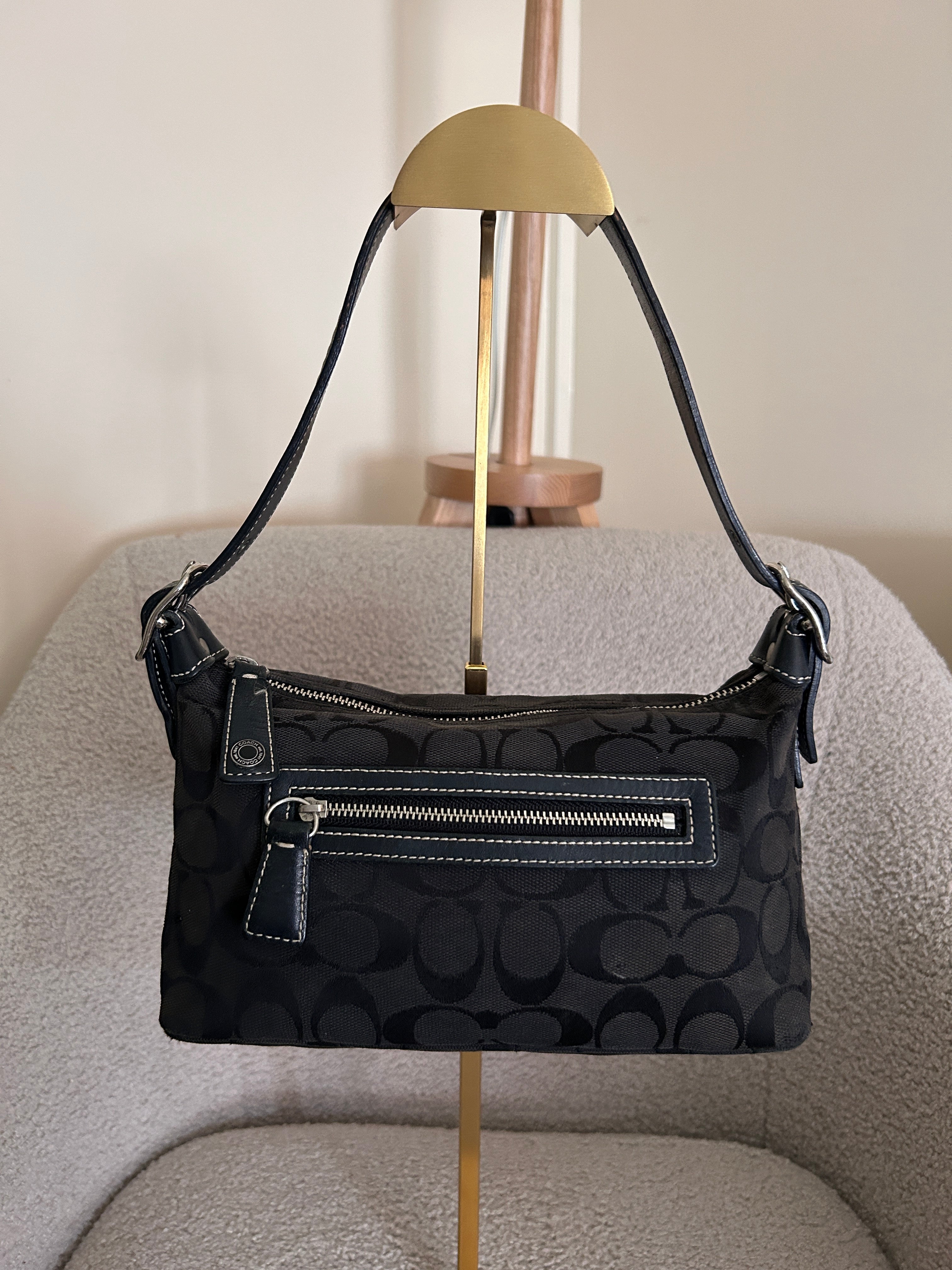 Vintage Coach black monogram shoulder bag
