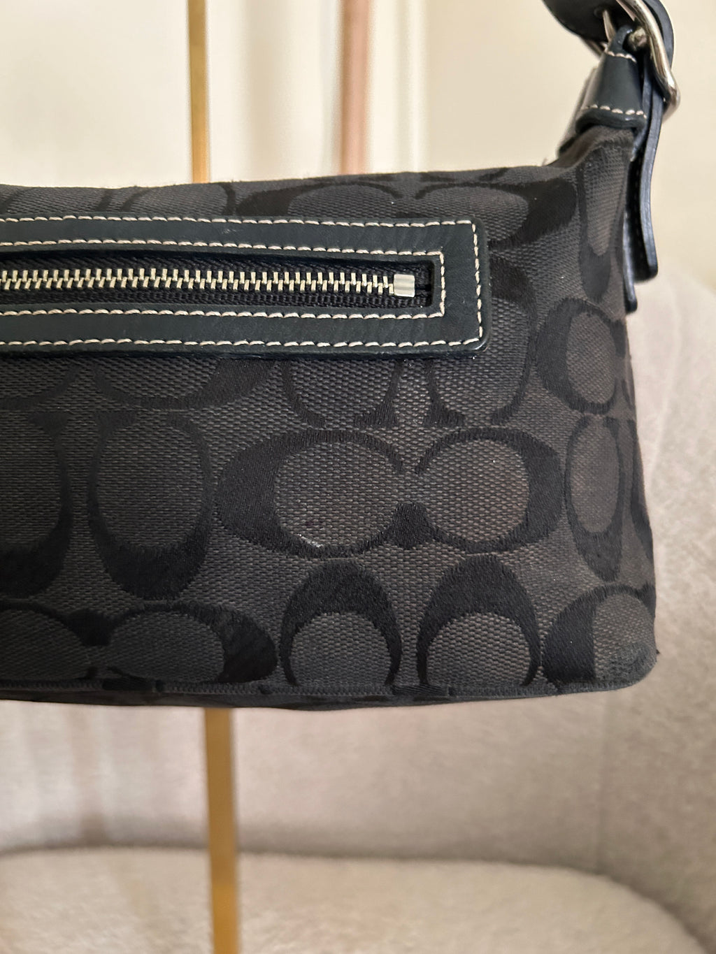 Vintage Coach black monogram shoulder bag