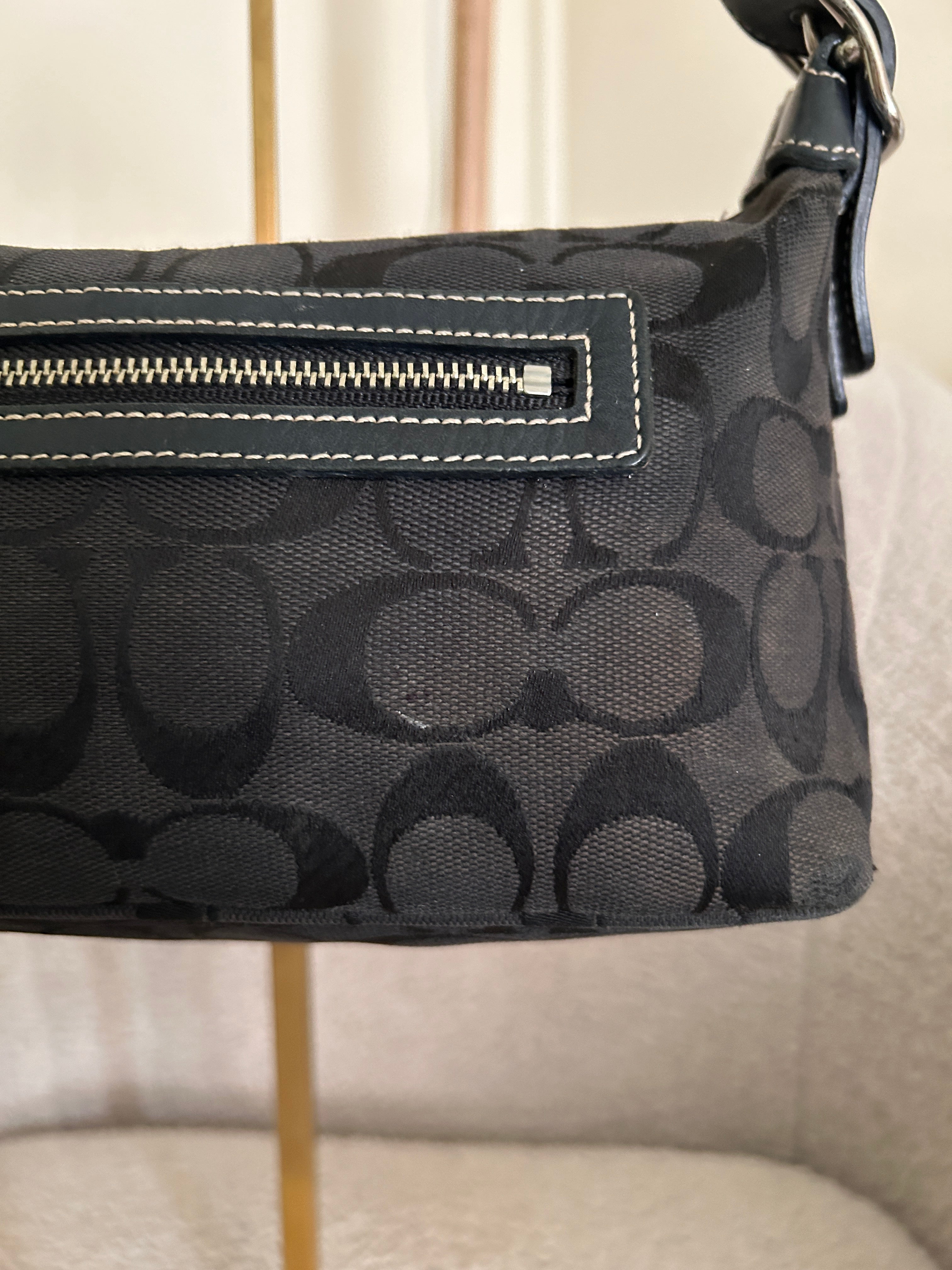 Vintage Coach black monogram shoulder bag