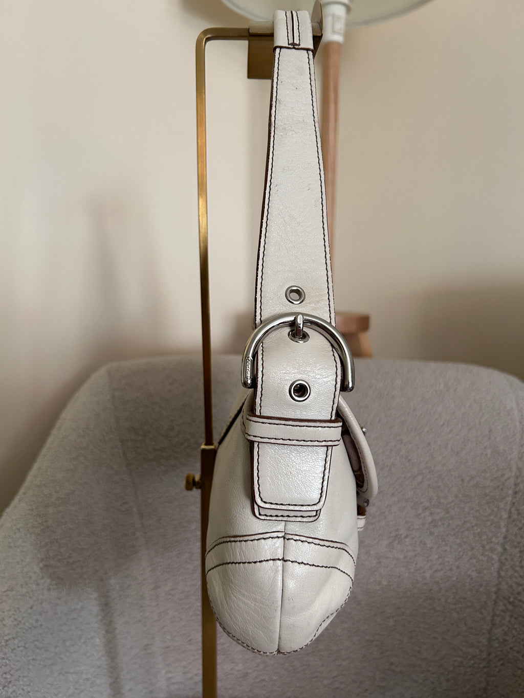 Vintage Coach white leather Soho shoulder bag