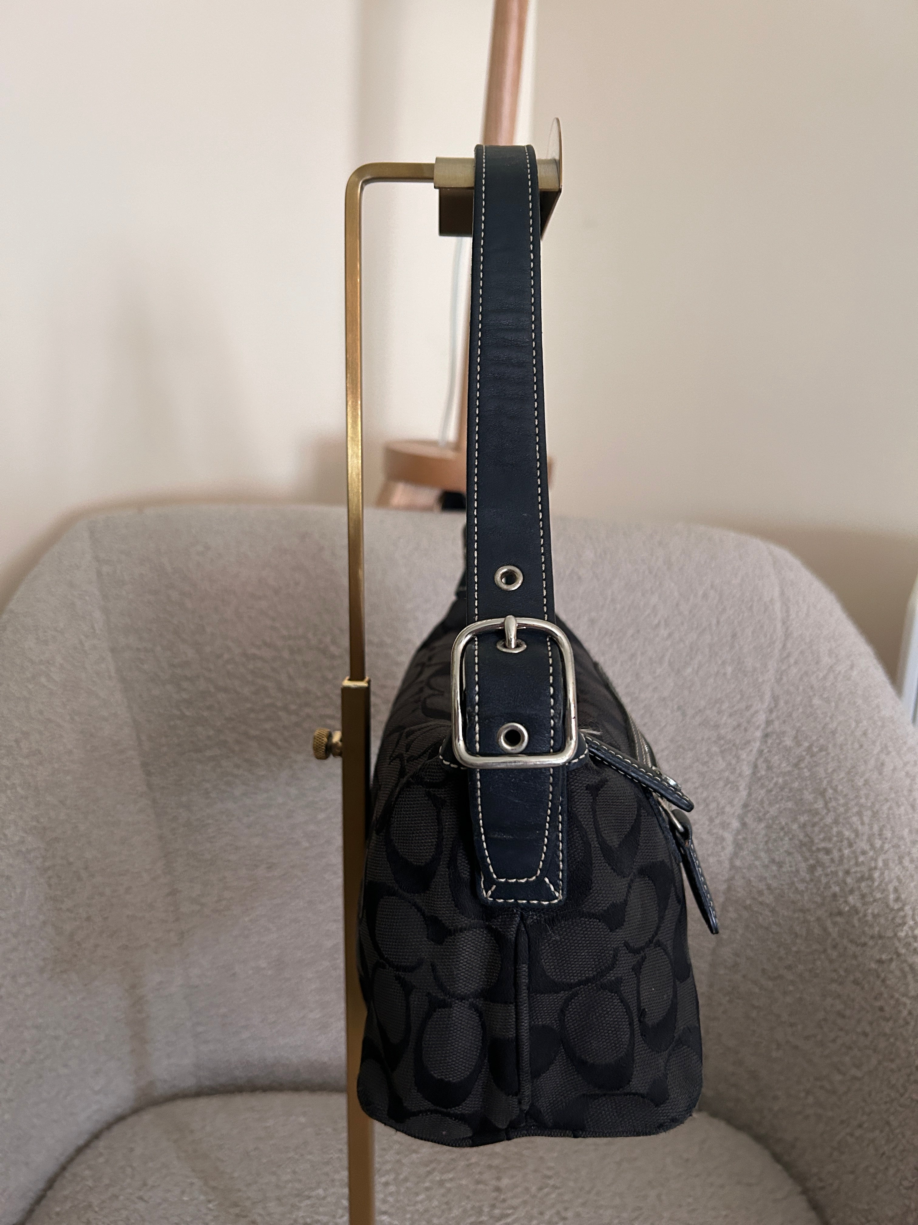 Vintage Coach black monogram shoulder bag