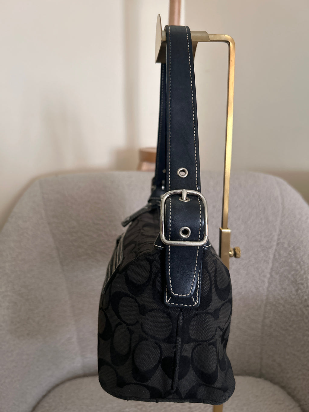 Vintage Coach black monogram shoulder bag