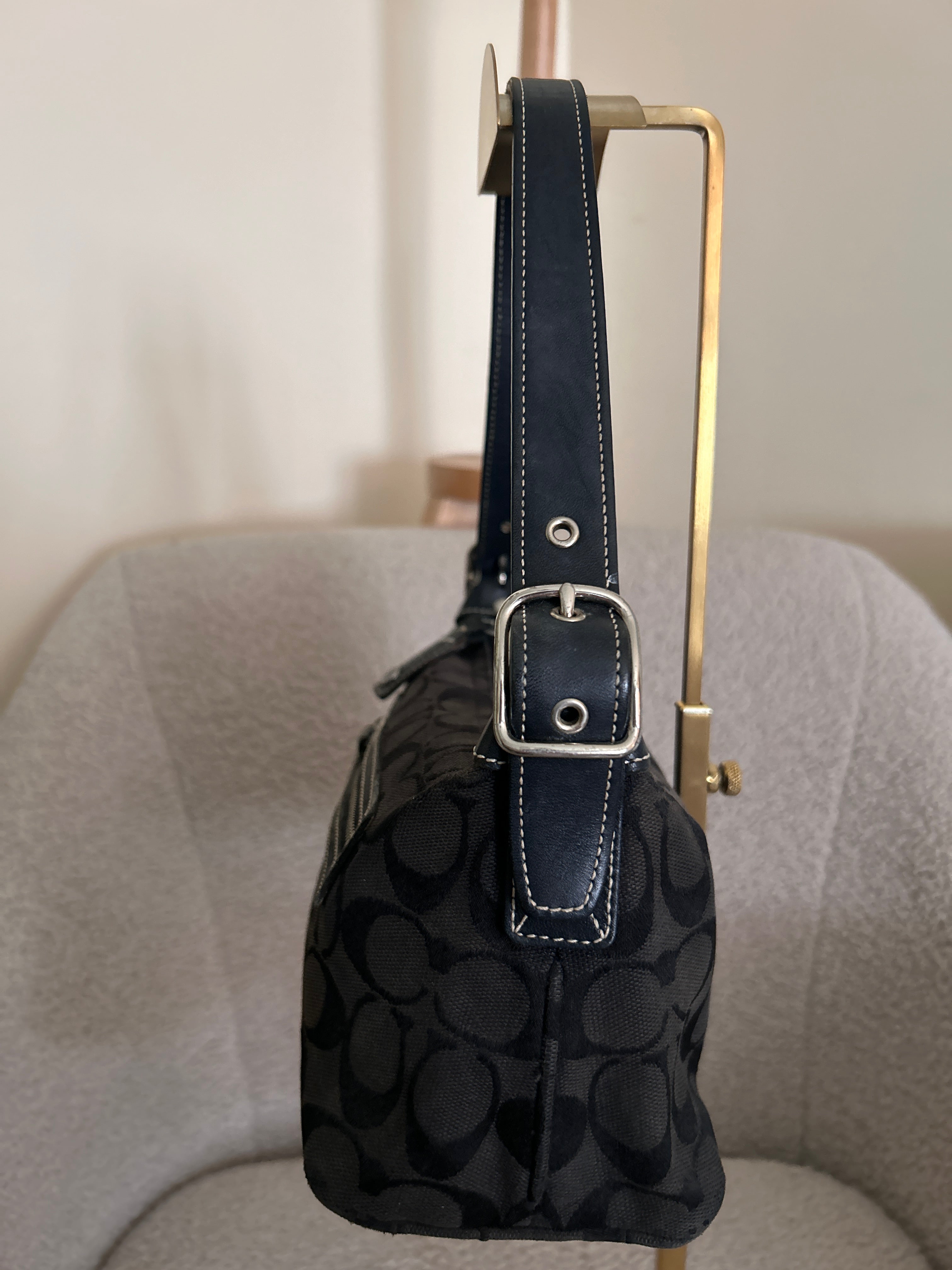 Vintage Coach black monogram shoulder bag