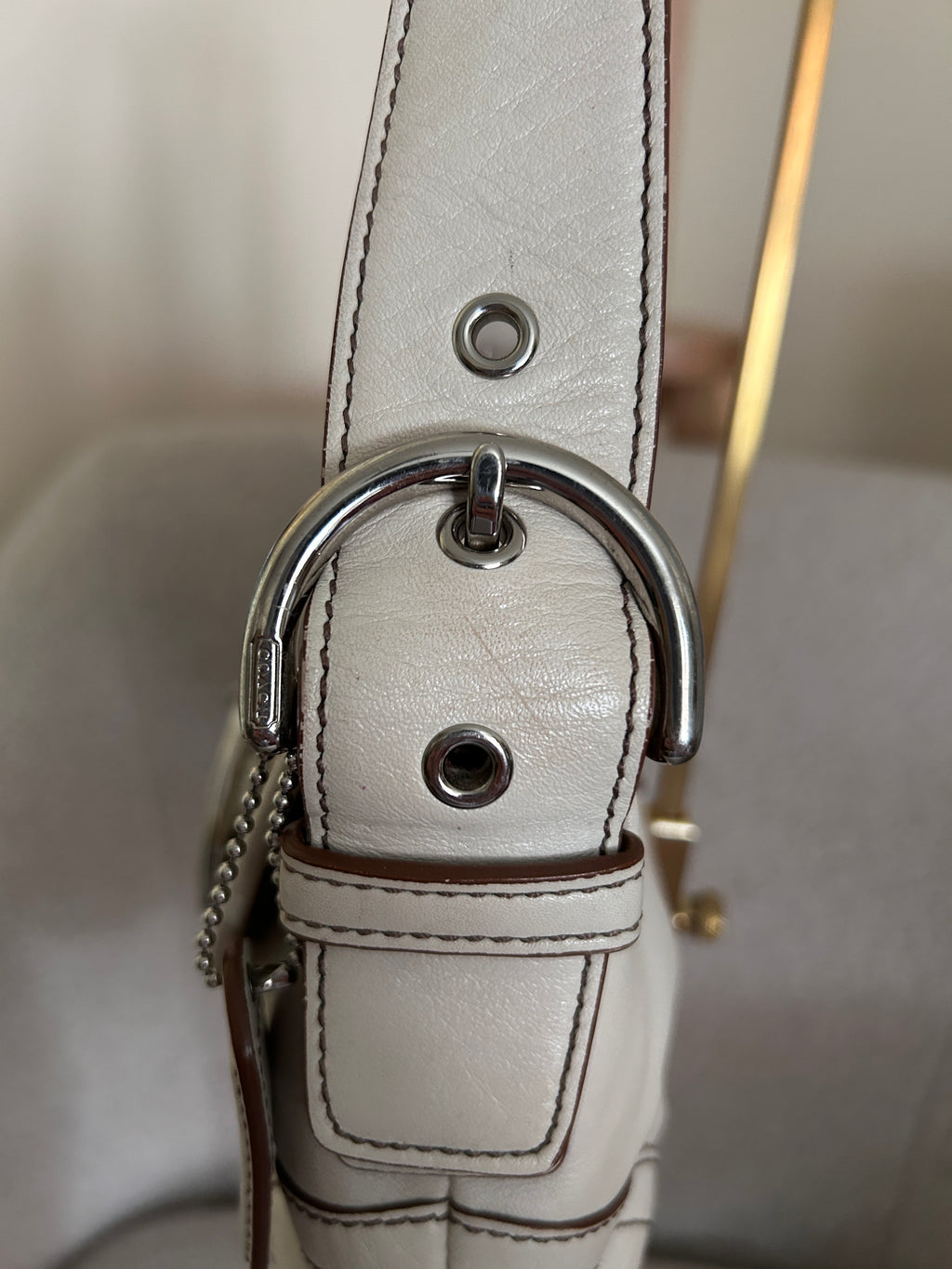 Vintage Coach white leather Soho shoulder bag