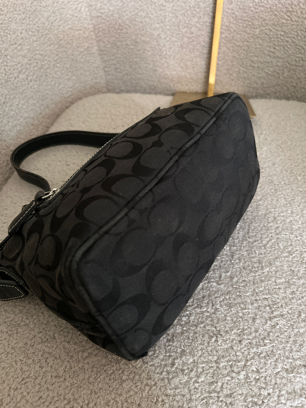 Vintage Coach black monogram shoulder bag