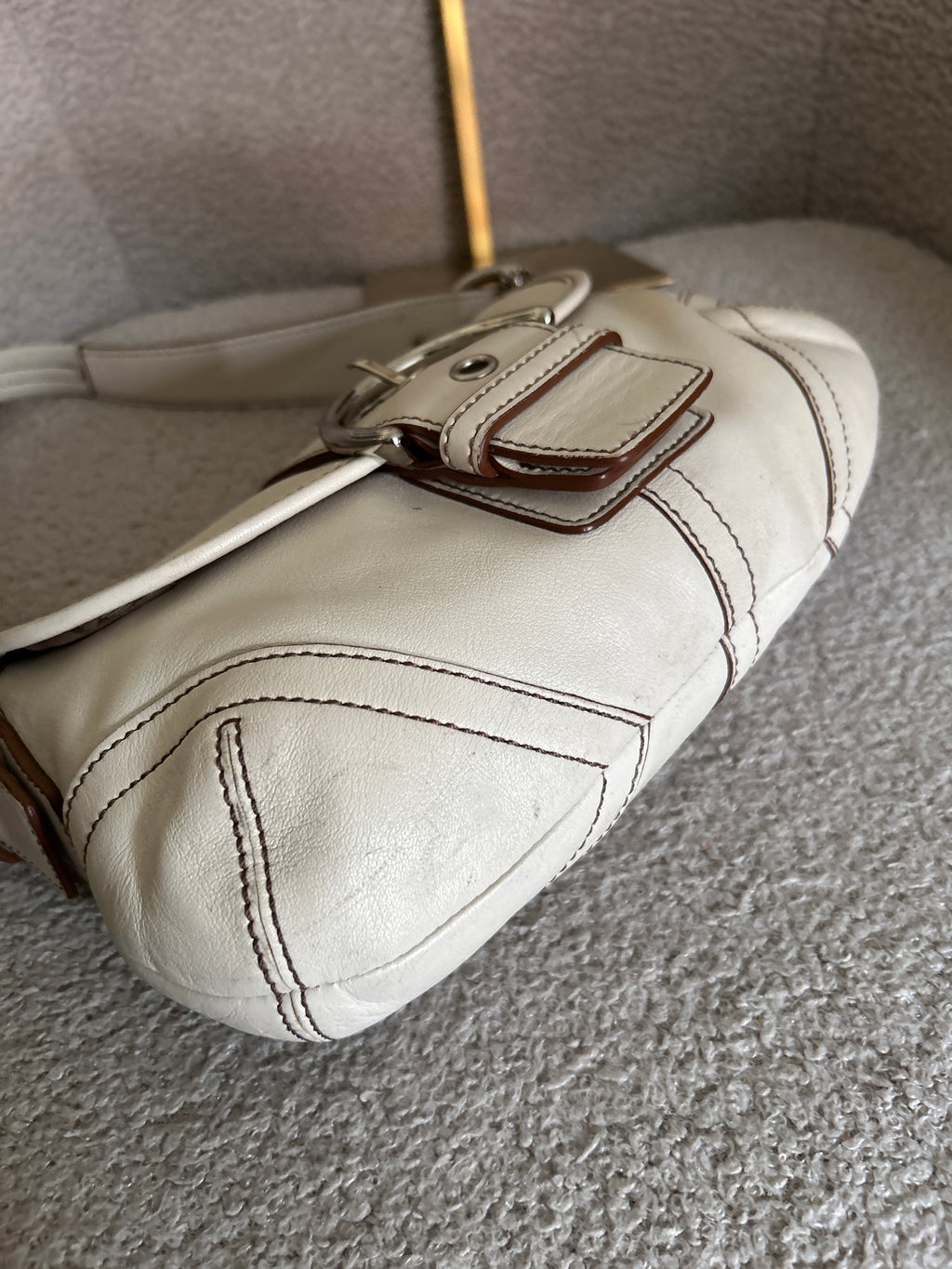Vintage Coach white leather Soho shoulder bag