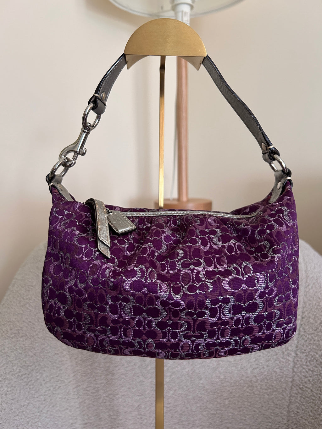 Vintage Coach purple and silver mini handbag