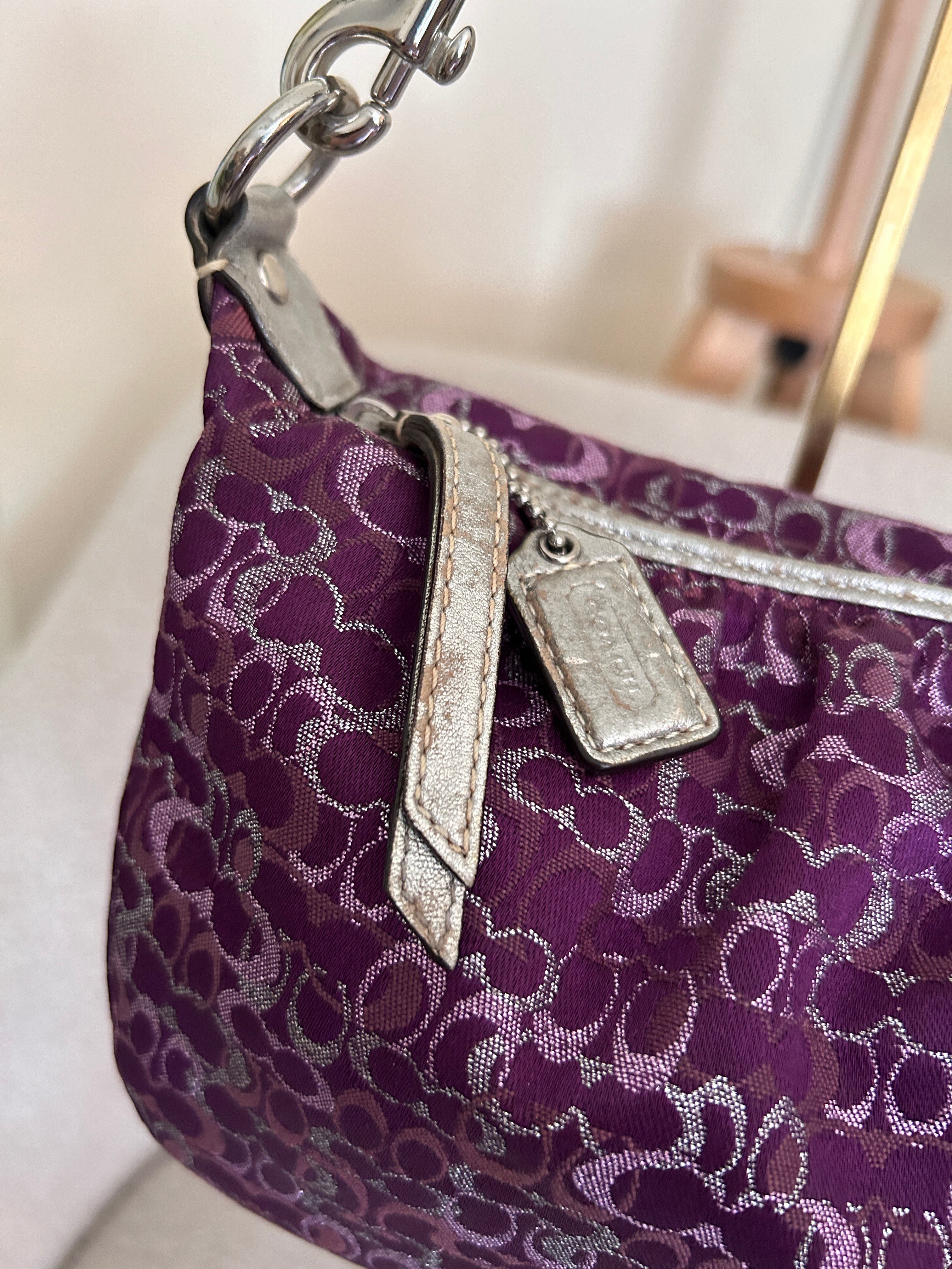 Vintage Coach purple and silver mini handbag