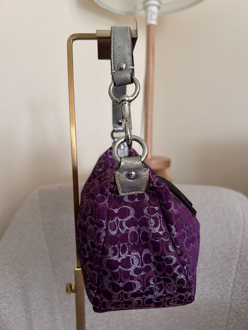 Vintage Coach purple and silver mini handbag