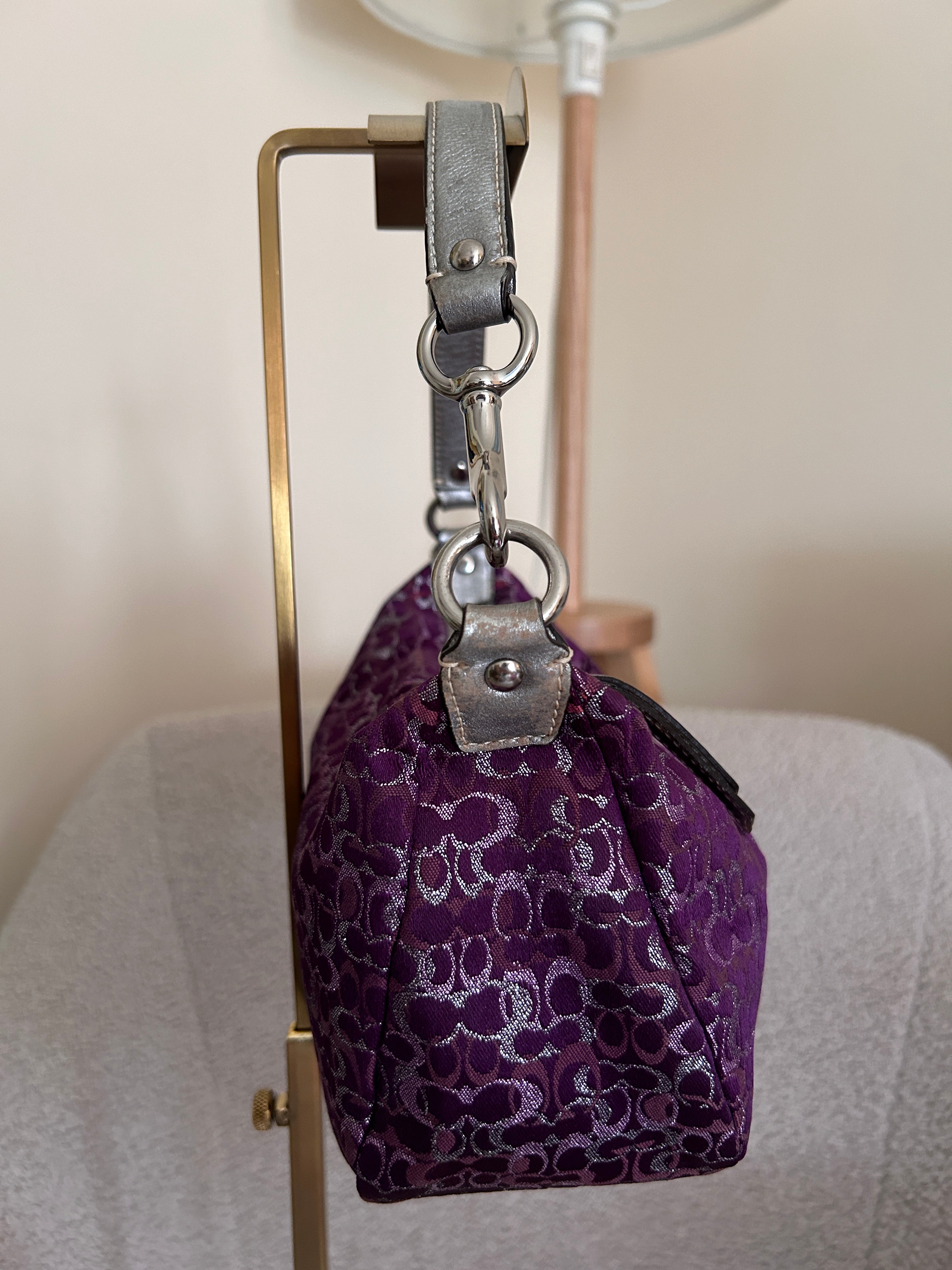 Vintage Coach purple and silver mini handbag