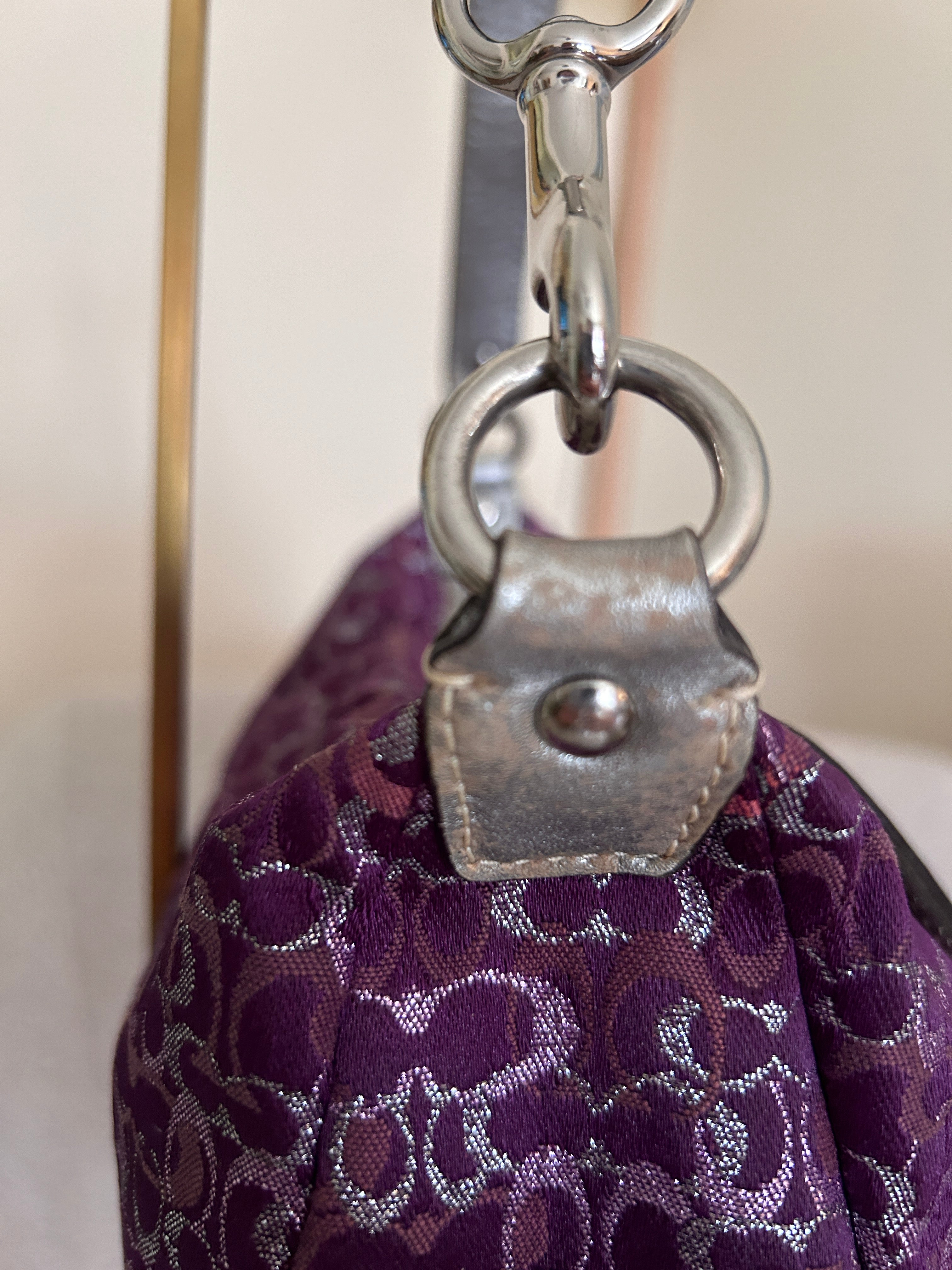 Vintage Coach purple and silver mini handbag