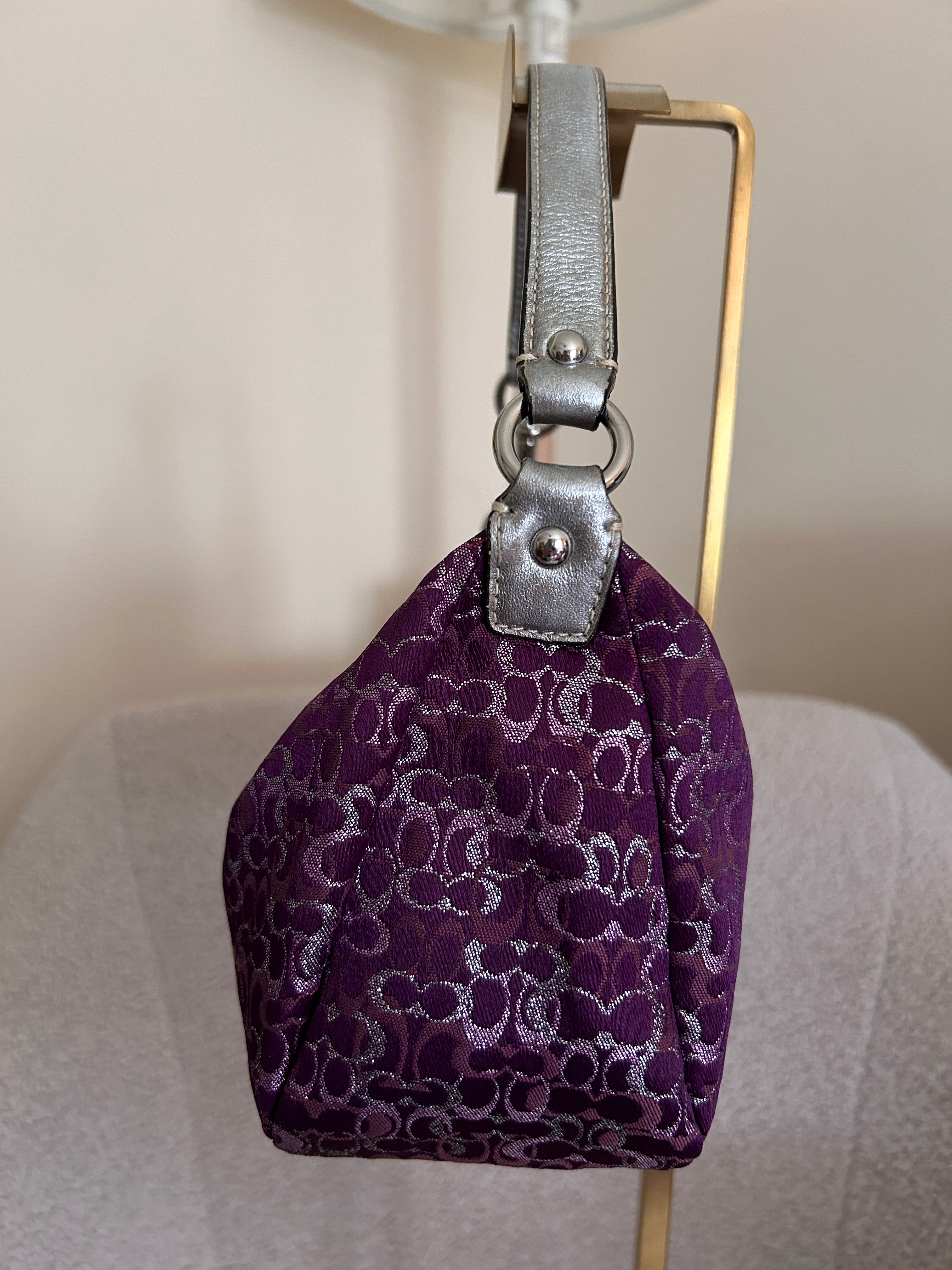 Vintage Coach purple and silver mini handbag